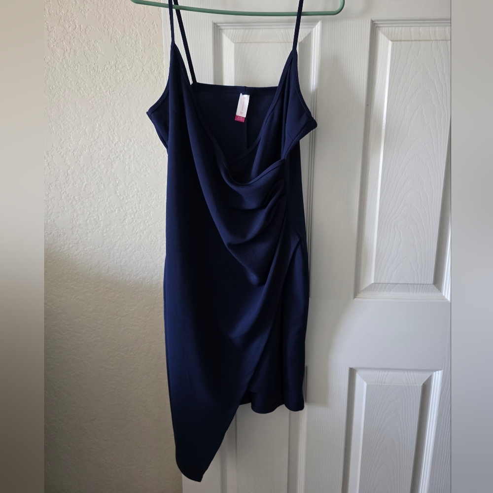 No Boundaries Asymmetrical Dress in Deep Blue